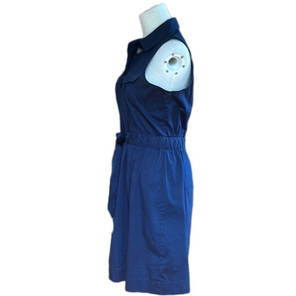 MARLED NAVY BLUE Button Down Elastic Waist Toe Front Shirt Dress Medium - Picture 2 of 6